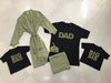 Olive Green Matching Maternity Family Outfit Set – Robe, Swaddle, Hat, Dad Tee & Big Sibling Shirt