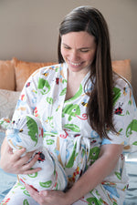 Chameleon Robe swaddle personalized hat with matching dad shirt