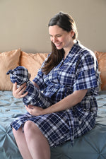 Scottish Plaid Robe swaddle personalized hat with matching dad shirt