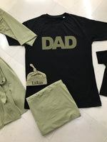 Olive Green Matching Maternity Family Outfit Set – Robe, Swaddle, Hat, Dad Tee & Big Sibling Shirt