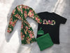 Green Floral Matching Maternity Family Outfit Set – Robe, Swaddle, Hat, Dad Tee & Big Sibling Shirt