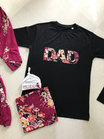 Burgundy Floral Matching Maternity Family Outfit Set – Robe, Swaddle, Hat, Dad Tee & Big Sibling Shirt