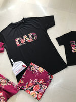 Burgundy Floral Matching Maternity Family Outfit Set – Robe, Swaddle, Hat, Dad Tee & Big Sibling Shirt