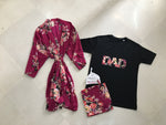 Burgundy Floral Matching Maternity Family Outfit Set – Robe, Swaddle, Hat, Dad Tee & Big Sibling Shirt