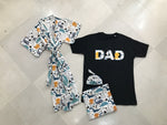 Dino-Themed Matching Maternity Family Outfit Set – Robe, Swaddle, Hat, Dad Tee & Big Sibling Shirt