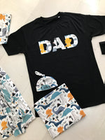 Dino-Themed Matching Maternity Family Outfit Set – Robe, Swaddle, Hat, Dad Tee & Big Sibling Shirt