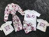 Floral-Themed Matching Maternity Family Outfit Set – Robe, Swaddle, Hat, Dad Tee & Big Sibling Shirt