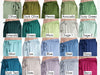 Women’s satin pajama pants color chart showing 20 shades including Olive, Dark Olive, Henna, Avocado, Dusty Green, Emerald, Green, Moss, Sage, Mint, Ice, Blue, Steel, Navy, Dark Teal, Slate, Gray, Silver, and Berry—displaying fabric texture and drawstring waist for bridesmaid and loungewear sets