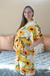 Robe swaddle personalized hat with matching dad shirt in sunflower