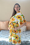 Robe swaddle personalized hat with matching dad shirt in sunflower with green swaddle