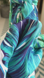 Gorgeous maternity robe in a tropical palms print. Blue and green.