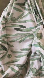 Organic Maternity robe and swaddle set with personalized baby hat. Perfect baby shower gift in Olive leaves pattern.