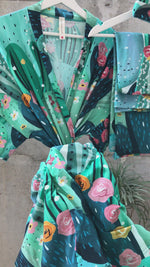Big Cactus Maternity robe and swaddle set boy. Mommy and me robe and swaddle set boy. In organic stretch cotton. Matching t-shirts available.