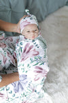 Organic Maternity robe, swaddle, hat and matching DAD shirt in Rabbits.