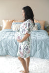 Organic Maternity robe, swaddle, hat and matching DAD shirt in Rabbits.