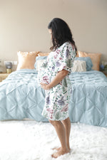 Organic Maternity robe, swaddle, hat and matching DAD shirt in Rabbits.