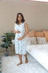 Olive leaves Nursing Nightgown with matching Pregnancy and Postpartum robe