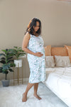 Olive leaves Nursing Nightgown with matching Pregnancy and Postpartum robe