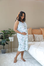 Olive leaves Nursing Nightgown with matching Pregnancy and Postpartum robe