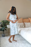 Olive leaves Nursing Nightgown with matching Pregnancy and Postpartum robe