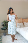 Olive leaves Nursing Nightgown with matching Pregnancy and Postpartum robe