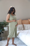 Olive Nursing Nightgown with matching Pregnancy and Postpartum robe.