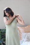 Olive Nursing Nightgown with matching Pregnancy and Postpartum robe.