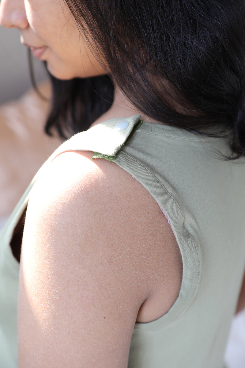 Olive Nursing Nightgown with matching Pregnancy and Postpartum robe.