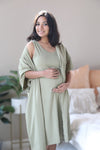 Olive Nursing Nightgown with matching Pregnancy and Postpartum robe.