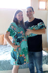 Cactus Robe swaddle personalized hat with matching dad shirt