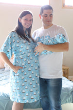 Ships Robe swaddle personalized hat with matching dad shirt