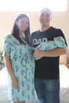 SeaHorse Robe swaddle personalized hat with matching dad shirt