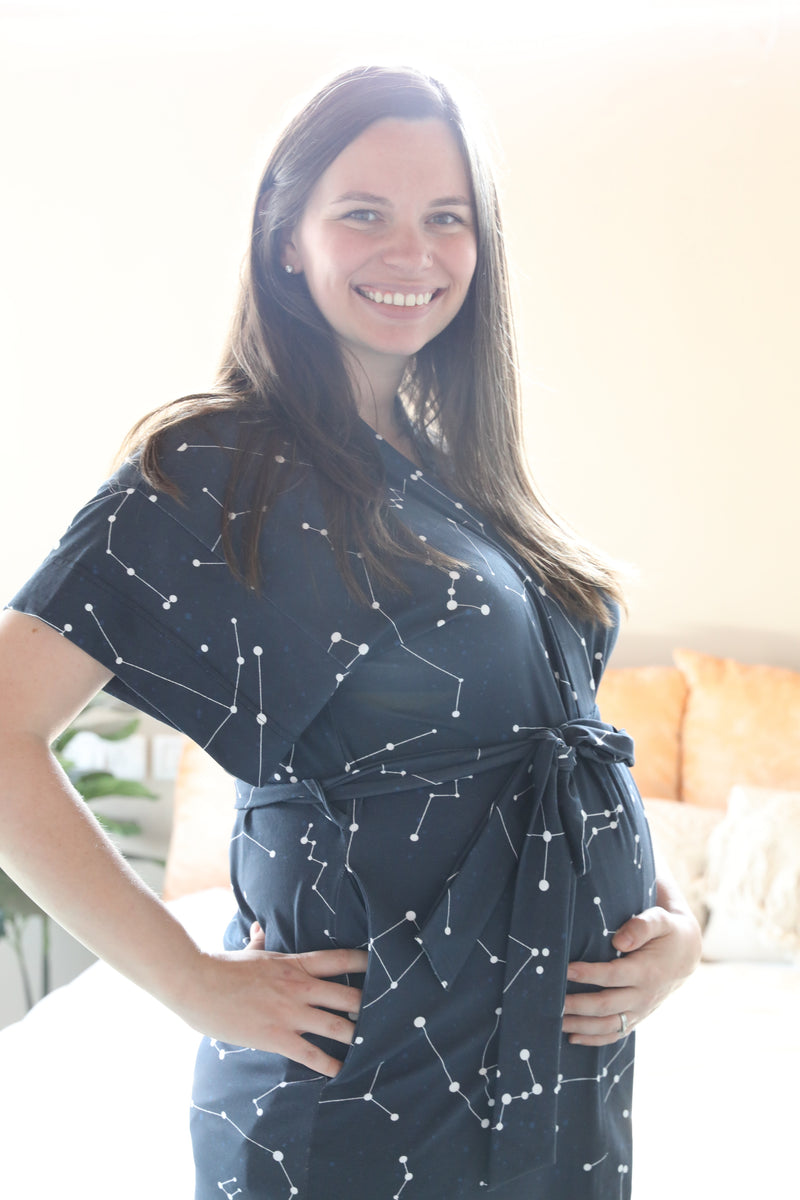 Constellations Robe swaddle personalized hat with matching dad shirt