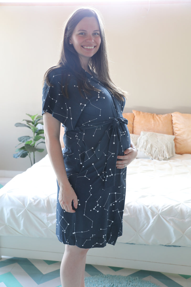 Constellations Robe swaddle personalized hat with matching dad shirt
