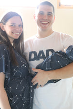 Constellations Robe swaddle personalized hat with matching dad shirt