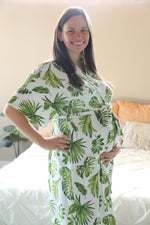 Big Palms Robe swaddle personalized hat with matching dad shirt