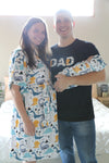 Dino Robe swaddle personalized hat with matching dad shirt