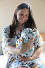 Dino Robe swaddle personalized hat with matching dad shirt