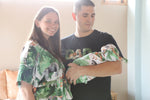 Jungle Safari Robe swaddle personalized hat with matching dad shirt