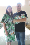 Jungle Safari Robe swaddle personalized hat with matching dad shirt