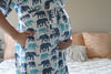 Blue Elephant Robe swaddle personalized hat with matching dad shirt