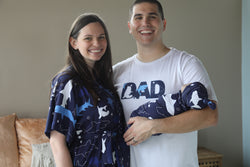 Shark Robe swaddle personalized hat with matching dad shirt