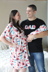 Robe swaddle personalized hat matching dad shirt for music lovers