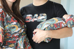 Dragon Robe swaddle personalized hat with matching dad shirt