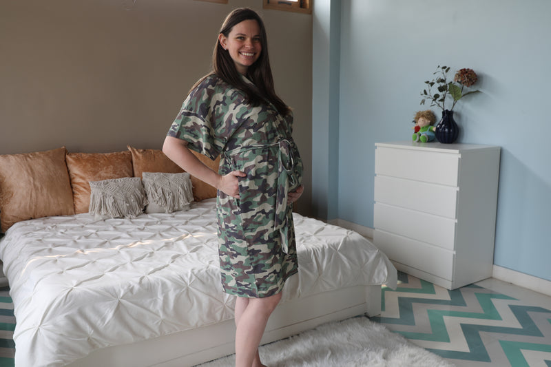 Camo Robe swaddle personalized hat with matching dad shirt