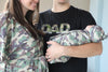 Camo Robe swaddle personalized hat with matching dad shirt