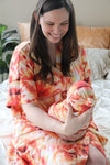 Orange Tie Dye Robe swaddle personalized hat with matching dad shirt