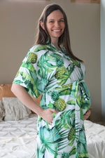 Pineapple Robe swaddle personalized hat with matching dad shirt