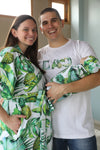 Pineapple Robe swaddle personalized hat with matching dad shirt