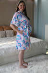 Blue Pink TieDye Robe swaddle personalized hat with matching dad shirt